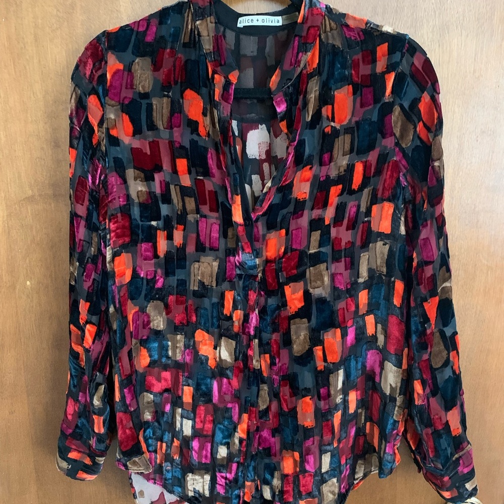Alice + Olivia semi sheer blouse